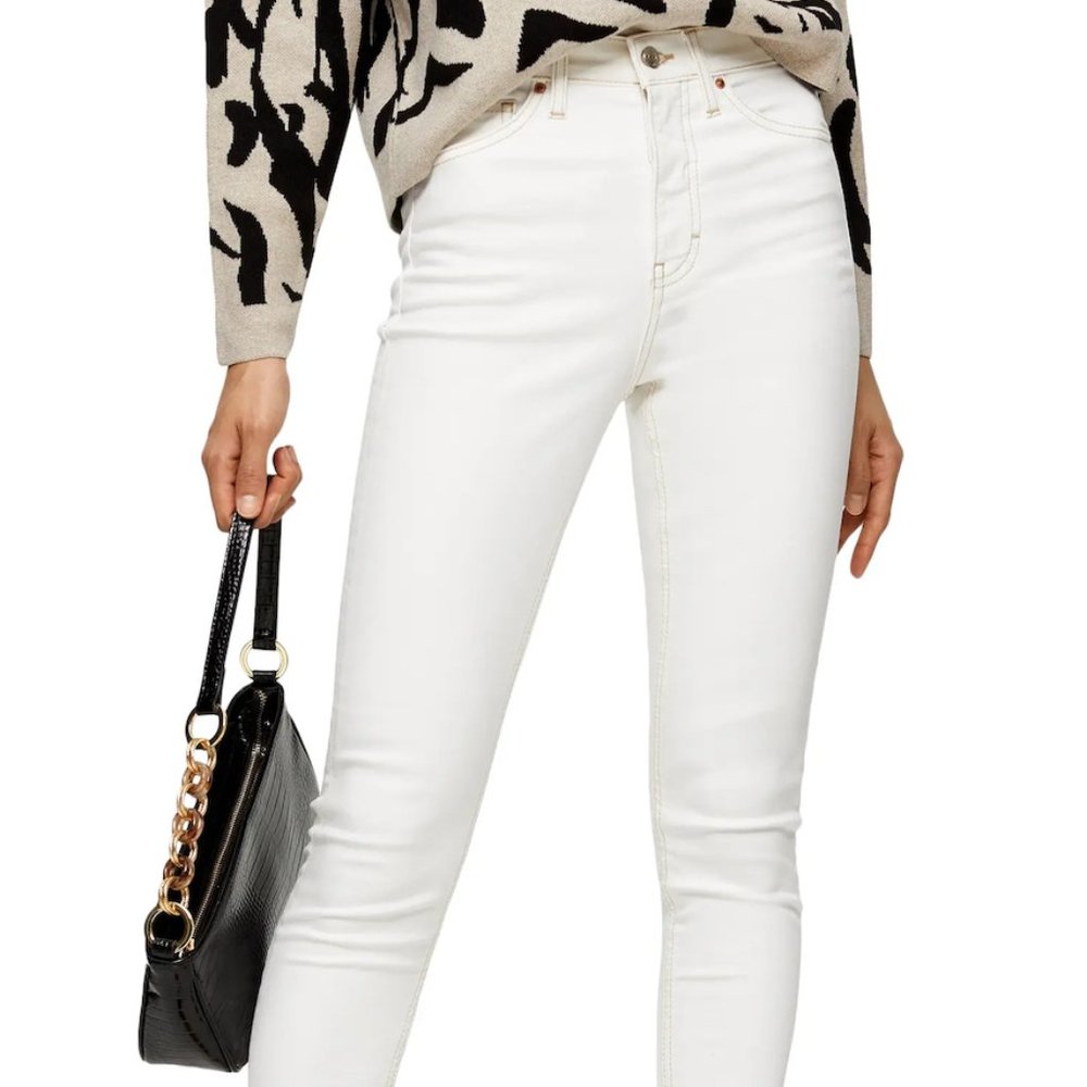 NWT Cream Topshop Jamie High Waist Skinny Jeans